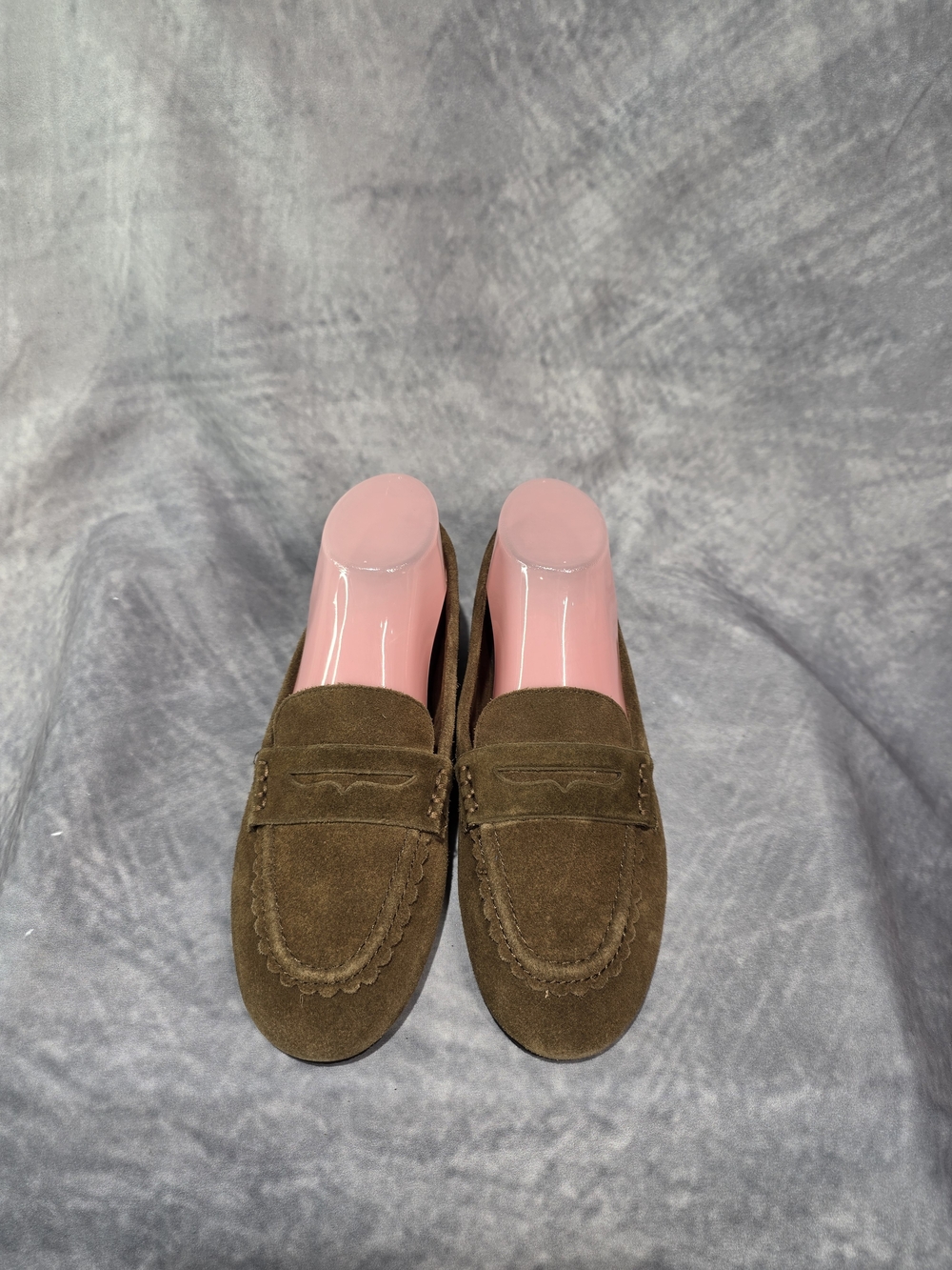 Zara Suede Penny Loafers in Brown